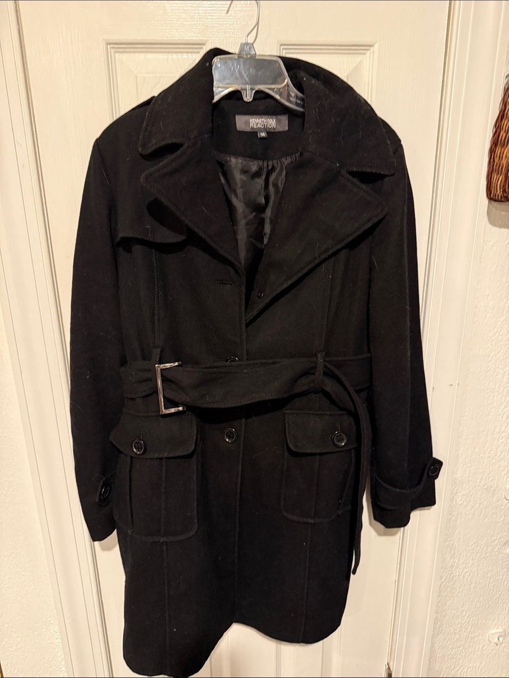 Kenneth Cole Reaction Black Belted Trench Coat